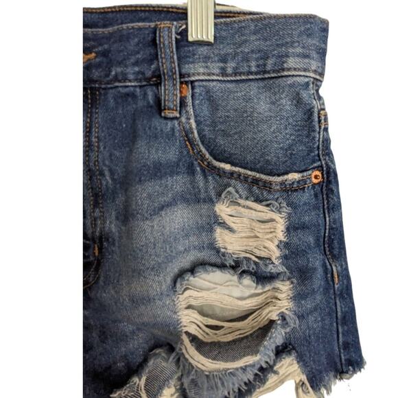 Aeropostale Vintage High Rise Shorty Distressed Denim Jean Shorts Size 6 Reg - Picture 11 of 13